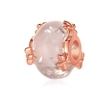 Rosa durchscheinende Harzperle mit roségoldenen Blumenakzenten für DIY-Schmuckherstellung - Rose Gold Flower Pink Bead (23)