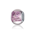 Détail de la perle en résine pailletée violette avec anneaux en argent pour bracelet - Violet Pailleté Transparent (3)