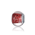 Perle charm DIY avec verre scintillant rouge et anneaux argentés pour création bijoux - Rouge Pailleté Transparent (4)