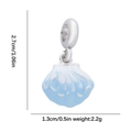 Silver shell charm with blue gradient enamel for DIY jewelry making and bracelets - Sea Shell Style (DGB2071)
