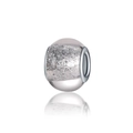 Transparent round charm with silver glitter and metallic edges for DIY bracelet making - Silver