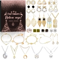 24-day Christmas advent calendar jewelry set with earrings and necklaces in gift box - Black Box (Russian Edition)