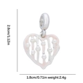 Silver heart charm with pink enamel and white pearls, 2.8cm height for DIY jewelry - Pink Heart Style (DGB2077)