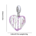 Silver heart-shaped flower bead pendant with purple enamel and small pearls - Purple Heart Style (DGB2078)