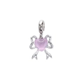 Pink heart pendant with silver bow detail for DIY necklaces and charm bracelets - Pink Heart Bow Style (DGB2025)