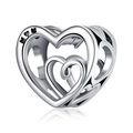 Abalorio de corazón hueco vintage con grabado MOM para collares y pulseras de DIY - Colgante de Corazón Calado Retro Grabado MOM