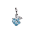 Exquisite sky blue rose charm in silver finish with sparkling zircon stones for DIY jewelry - Azure Blue Rose Style (DGB2027)