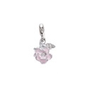 Pink enamel flower charm with sparkling cubic zirconia for DIY jewelry making - Pink Rose Style (DGB2028)
