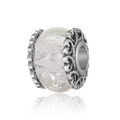 DIY Charm-Perle für Armbänder mit weißer Harzkugel und silbernen Blumenkappen - Silver Hollow Silver Foil (18)