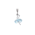 Elegant ballerina charm with light blue moonstone drop skirt in silver finish - Azure Blue Ballet Dancer Style (DGB2031)