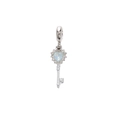 Silver heart key pendant with a light blue opal stone and zircon accents - Light Blue Heart Key Style (DGB2033)