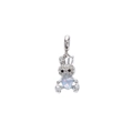 Cute bunny charm with silver metal, crystal ears and a blue opal heart stone - Fantasy Heart Rabbit Style (DGB2034)