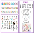 DIY Schmuckset mit Einhorn-Anhängern und bunten Perlen für handgemachte Armbänder und Ketten - 70-Teiliges Set