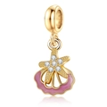 Starfish and pink shell charm with cubic zirconia for DIY jewelry bracelets - Starfish Shell Style (DGB2000)