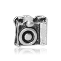 Vintage camera bead charm in oxidized silver finish for DIY bracelet jewelry making - Camera