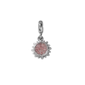 Pastoral sun pendant accessory with pink crystals and silver metal for DIY jewelry - Pink Diamond Sun Style (DGB2035)