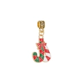 Détail macro de breloques sucre d'orge de Noël avec nœud rouge et anneau gravé - Sucre d'Orge Rayé Rouge Vert (32)