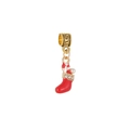 Pendentif botte de Noël en émail rouge avec perles et strass sur perle dorée - Pendentif Bas de Noël Strass Perle Artificielle (20)