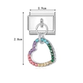 Charme de bracelet modulaire avec cœur en acier inoxydable et cristaux arc-en-ciel - Style de Cœur Dégradé Arc-en-Ciel (MK-DGB1308)