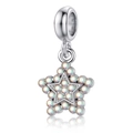 Rainbow star charm pendant in silver finish with colorful zircon stones for DIY jewelry - Aurora Star Style (DGB2015)