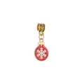 Pendentif de Noël doré avec émail rouge et flocon de neige blanc pour bracelets - Pendentif Rond Flocon Fond Rouge (1)