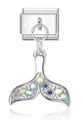 Charme modulaire italien avec pendentif queue de baleine en cristal pour bracelets DIY bijoux - Style de Queue de Baleine Arc-en-Ciel (MK-DGB1330)