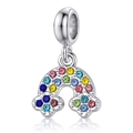 Rainbow charm pendant with colorful faceted stones in silver-toned finish for DIY jewelry - Multicolor Rhinestone Rainbow Style (DGB2017)