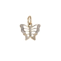 Macro-opname van gouden vlinderhanger met glanzende kristallen en metalen ophangoog - Gouden Strass Vlinder(27)