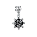 Ciondolo timone in argento antico per bracciali DIY con smalto nero e stile nautico - Timone Argento Nero