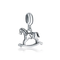 Colgante de caballo balancín de plata 925 para pulseras DIY con grabado y pulido fino - Estilo Caballo Balancín 3D (27)