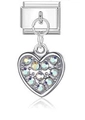 Italienischer Modular-Armband-Charm mit Regenbogen-Kristallherz-Anhänger in Silber-Optik - AB Strass Herz Stil (MK-MDF351)