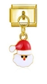 Maillon de bracelet doré italien avec un pendentif Père Noël coloré en émail festif - Tête de Père Noël (MK-DGB331)