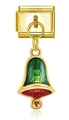 Maillon de bracelet doré italien avec pendentif cloche de Noël rouge et verte - Pendentif Cloche de Noël (MK-DGB334)