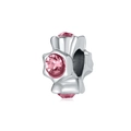 Pink crystal flower charm in silver finish for DIY bracelet and jewelry making - Pink