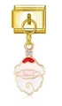 Italienisches Charm-Glied mit Weihnachtsmann-Emaille-Anhänger und Zirkon in Gold - Weihnachtsmann mit Strass (MK-DGB348)