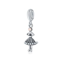 Pendentif ballerine en métal argenté avec jupe en zircon et perle rose pour bijoux DIY - Style Fille de Ballet (2)