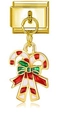 Italienischer Gold-Charm mit rot-weißem Emaille-Zuckerstangen-Anhänger für Weihnachten - Rot-weiße Zuckerstange (MK-DGB392)