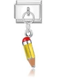 Italienischer Charm-Link mit einem gelben Emaille-Bleistift auf einer Silberbasis - Cartoon Buntstift Stil (MK-DGB988)