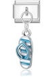 Italienischer Charm mit blau-weiß gestreiftem Flip-Flop-Anhänger auf Silberbasis - Blau-Weiß Gestreifter Flip-Flop Stil (MK-DGB975)