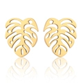Minimalistische goldene Monstera-Blatt-Ohrstecker aus poliertem Edelstahl für Damen und Herren - 1-Blatt