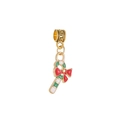 Pendentif canne à sucre de Noël en métal doré avec nœud rouge pour bijoux DIY - Pendentif Sucre d'Orge Rayé Rouge Vert (23)