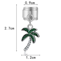 Italienischer Edelstahl-Palmenanhänger mit grünen Zirkonia für DIY-Modularmbänder - Grüner Strass Kokosnussbaum Stil (MK-DGB984)