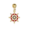 Ciondolo timone dorato con smalto e stella per bracciali gioielli fai-da-te - Timone Nautico Stella Rosso Bianco