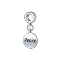 Abalorio redondo de plata con grabado Peace para pulseras y collares de bricolaje - Estilo Letra Peace (9)