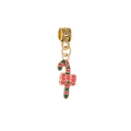Pendentif canne de Noël avec nœud rouge et perle dorée pour bracelets personnalisés - Pendentif Sucre d'Orge Rayé Rouge Blanc (24)