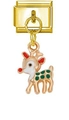 Italienisches Armband-Element aus goldfarbenem Edelstahl mit niedlichem Weihnachts-Rentier - Cartoon-Hirsch mit Punkten (MK-DGB1829)