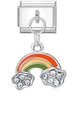 Italienischer Modul-Charm mit Regenbogen-Emaille und Zirkonia-Wolken für DIY-Armband - Vierfarbiger Regenbogen Wolke Stil (MK-DGB1214)