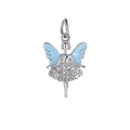 Fijne bloemenfee hanger met blauwe vleugels en strass-steentjes voor DIY-sieraden - Lichtblauwe Vleugel Fee Hanger(25)