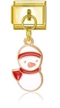 Goldenes italienisches Charm-Glied mit Schneemann-Emaille-Anhänger für DIY-Armbänder - Klassischer Schneemann-Stil (MK-DGB771)