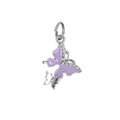 Paarse emaille vlinder hanger met kristallen en zilveren oogje voor halskettingen - Paarse Emaille Strass Vlinder(26)